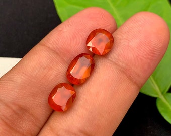 Natural Hessonite Garnet Loose Gemstones Reddish Orange Color - 3 Pieces - 7.50 Carats