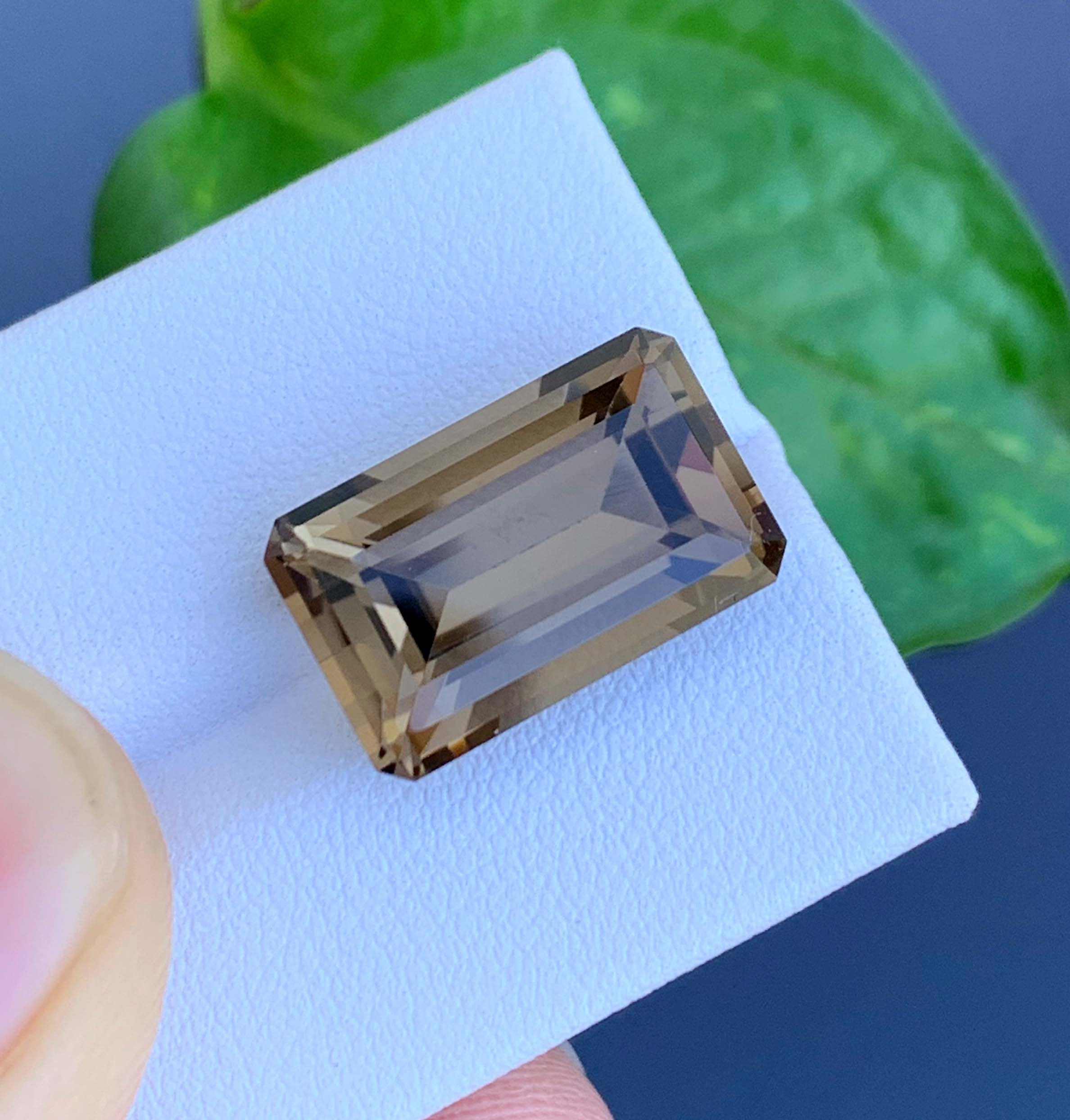 Pine Cone Smoky Quartz Gemstone: Emerald Cut, 10.70 Carat