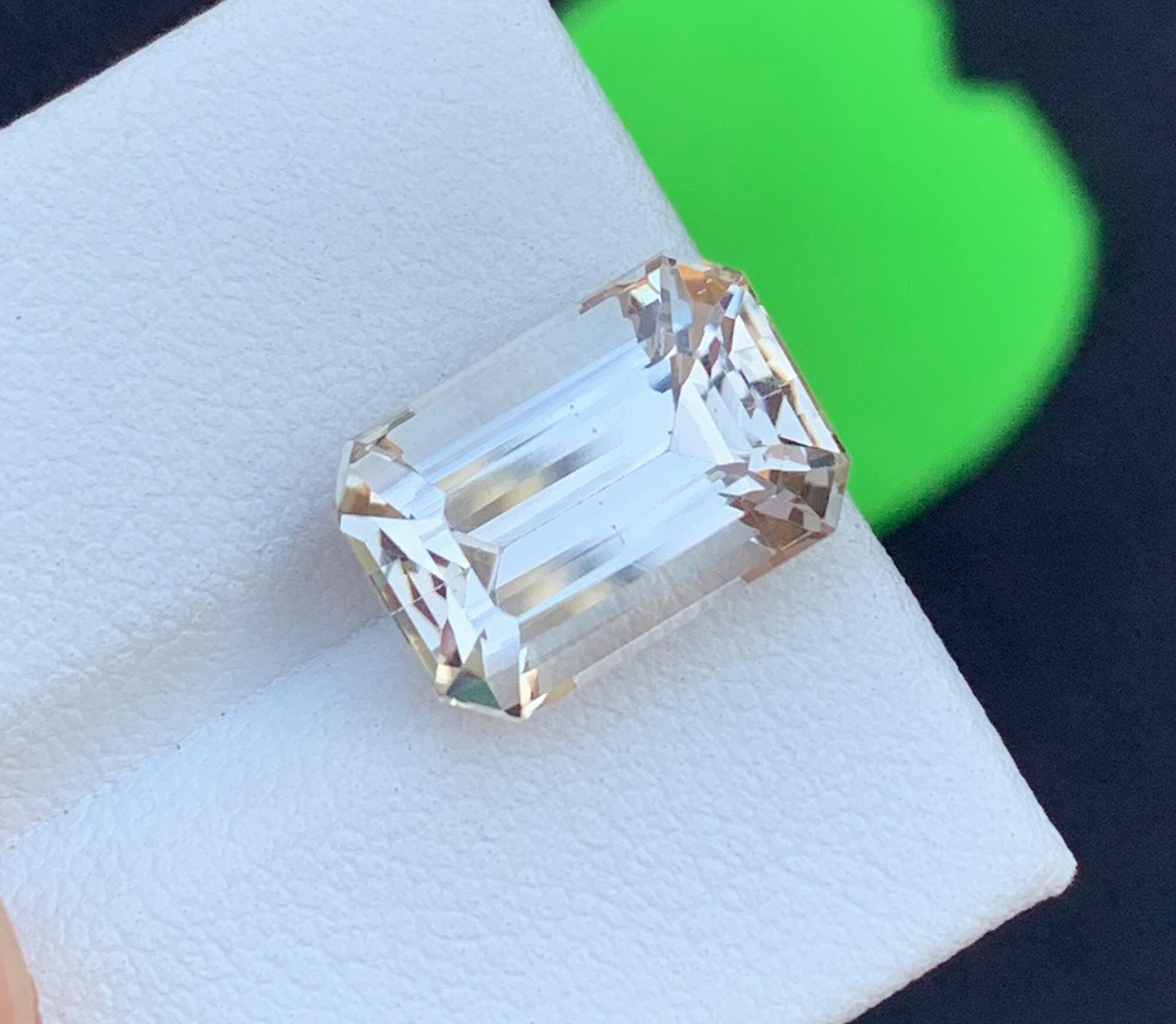 Natural Imperial Topaz Gemstone: 7.53 Carat Emerald Cut, November Birthstone