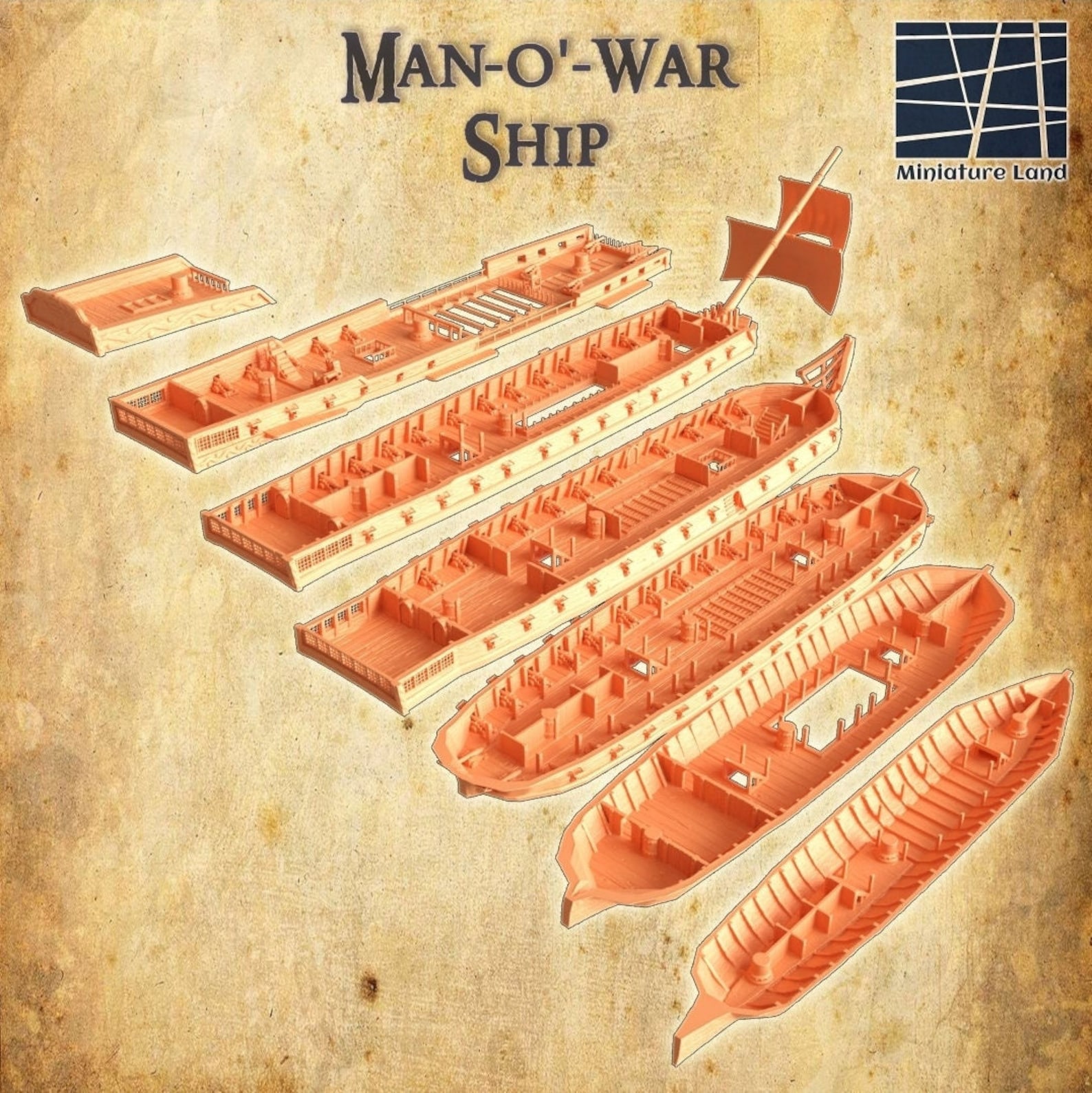 Man O' War 25mm 28/32mm Cargo Ship, Sail Boat, Dnd Terrain, Pirate Boat ...