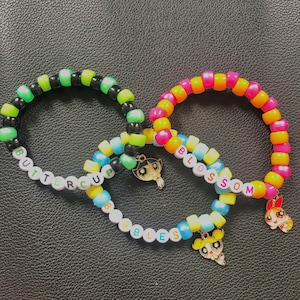 Powerpuff Girls inspired kandi bracelets