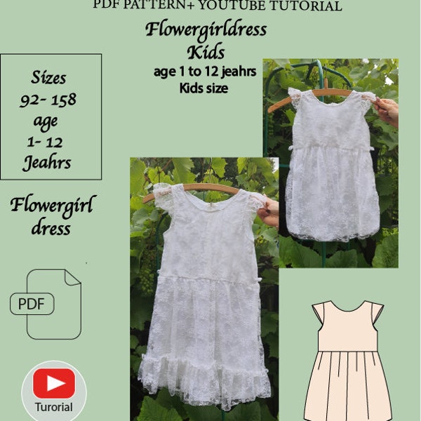 Kinds Flowergirl dress/Chrismas dress pattern sewing pattern