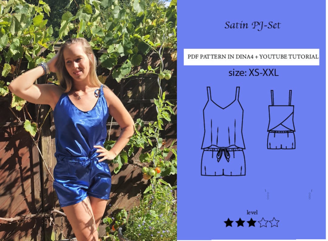 Sew Satin Pj Set/ Sewing Patterns/ Sewing Patterns Etsy