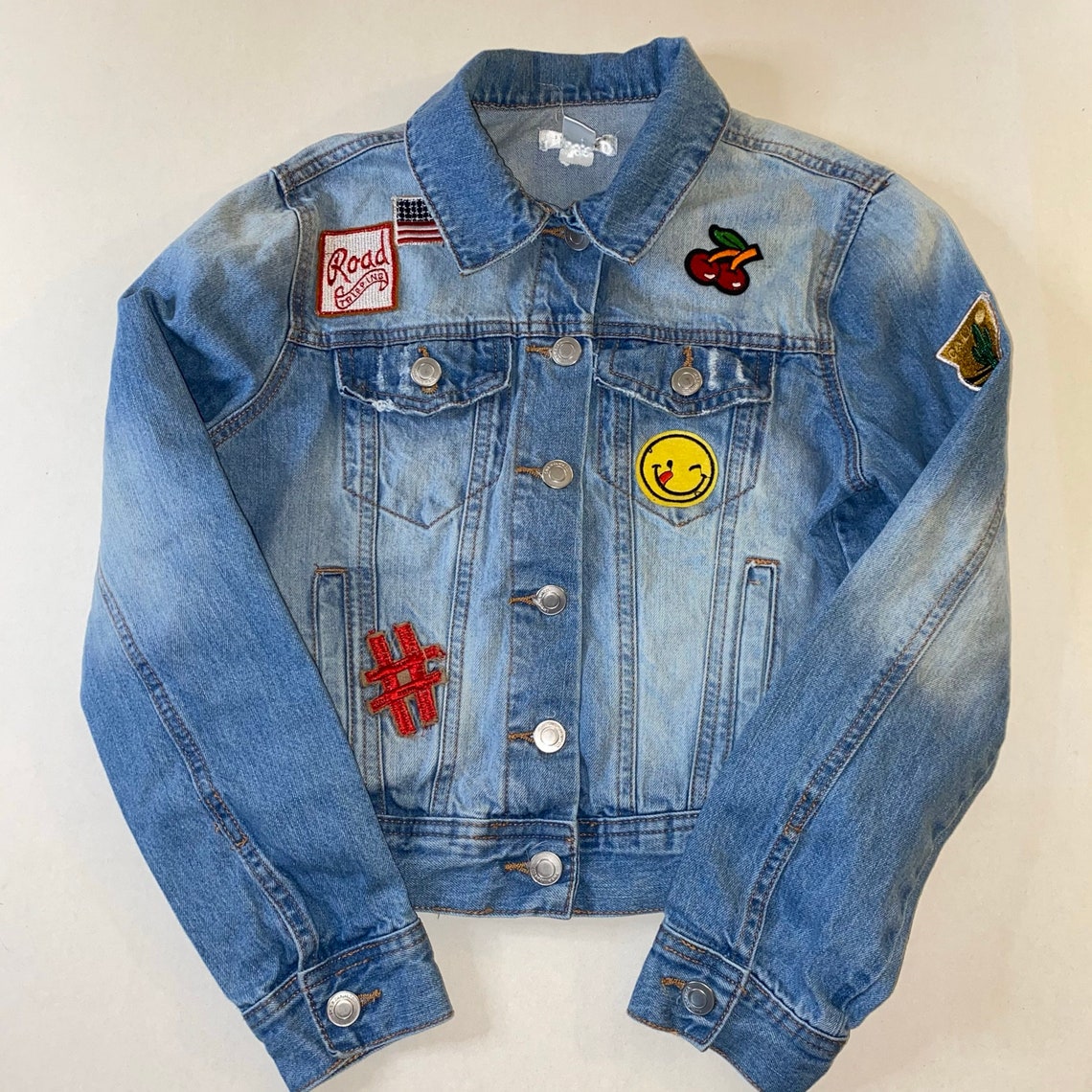 Custom Kid's Jean Jacket with Patches Women's Size S | Etsy