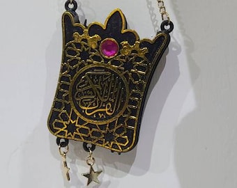 New Rearview Mirror Small Quran Car Hanging , Handmade Mini Koran Favors , Golden Muslim Protection Gift Idea
