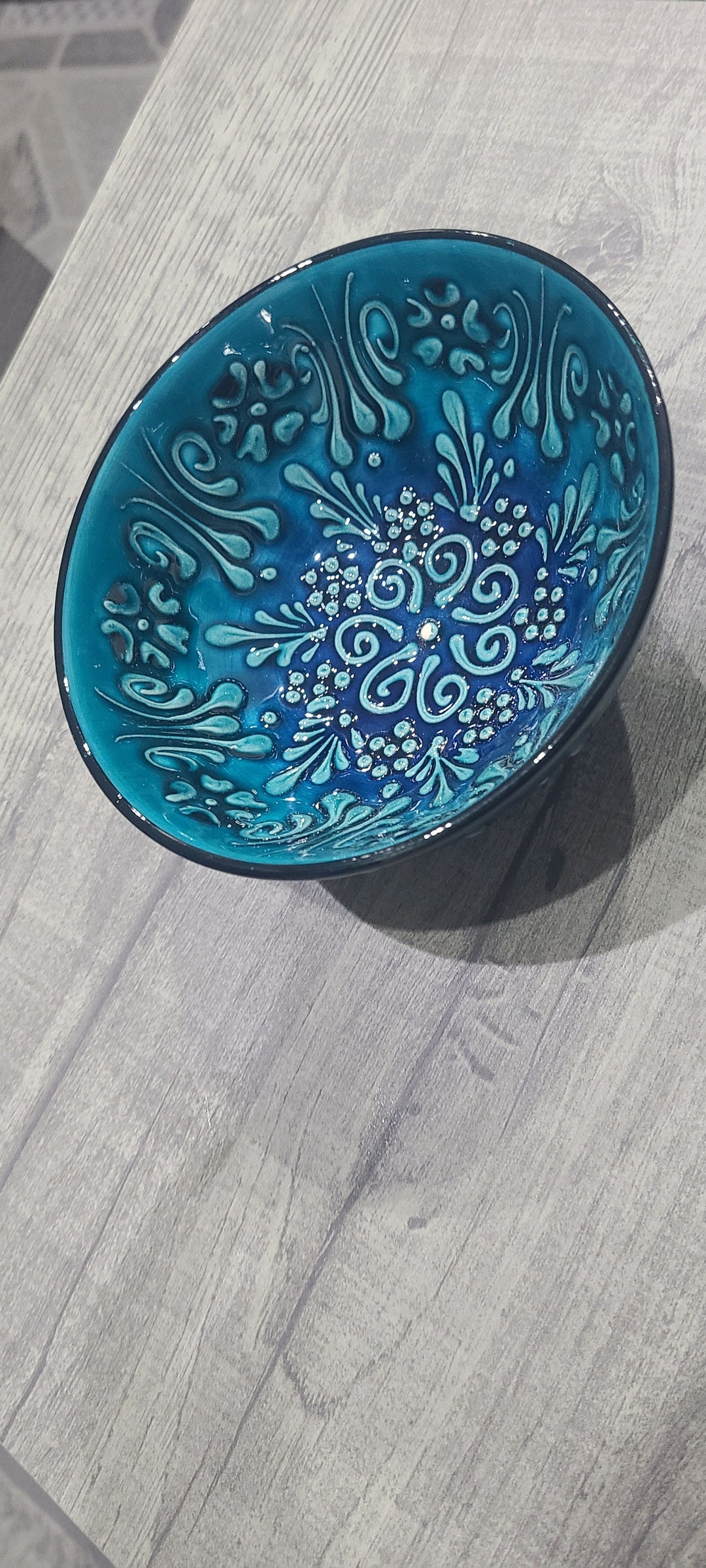 Hand Made, Hand Painted Ceramic Bowl , Round Bowls, Flowers Pattern ...