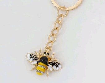 Bee, Bee keychain, keychain, Gift, Friend Gift, custom keychain, Bee keychain gift, bee charm, glitter keychain, Rhinestones, gift for her