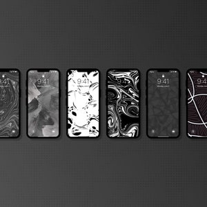 6-Pack Black Set Abstract Wallpaper by Anna Martine | Black and White Gradient | Phone Wallpapers | Colorful Phone Background