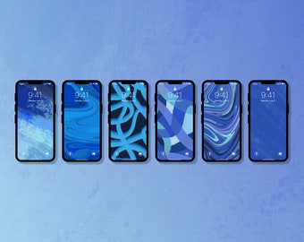 Paquete de 6 fondos de pantalla abstractos azules de Anna Martine / Degradado azul / Fondos de pantalla del teléfono / Fondo colorido del teléfono