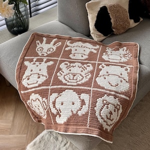 Padrão de crochê em mosaico para tapete de jogo Safari - tutorial em PDF