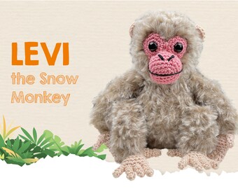 Amigurumi Crochet Pattern Monkey Furry yarn PDF tutorial: Levi the Snowmonkey
