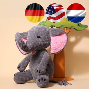 Crochet PATTERN Elephant Amigurumi PDF tutorial - Fred the Elephant