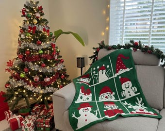 Gezellige kerstdeken overlay mozaïek haakpatroon - pdf-tutorial