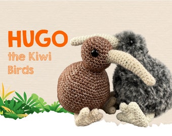 Crochet PATTERN Kiwibird furry & cotton Amigurumi PDF tutorial - Hugo the Kiwibird