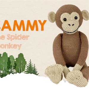 Amigurumi Crochet Pattern Monkey Cotton yarn PDF tutorial: Sammy the Spidermonkey