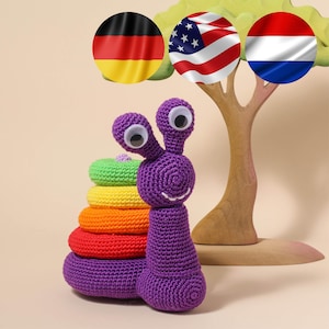 Amigurumi Crochet Pattern Snail PDF tutorial: Ringstacker Siep the Snail