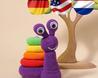 Amigurumi Crochet Pattern Snail PDF tutorial: Ringstacker Siep the Snail