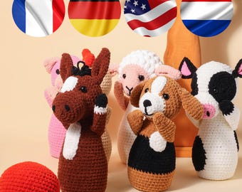 Crochet Farm Animal Bowling Game PATTERN: Amigurumi PDF Tutorial