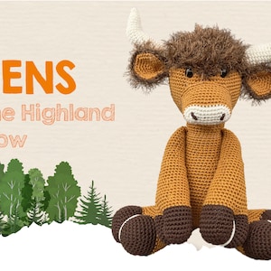 Crochet Highland Cow Amigurumi Pattern: Jens the Cow (PDF Tutorial)
