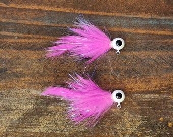2 pack Fuchsia color, 1/4 oz, High quality Steelhead Twitch Jigs Hand Tied free shipping