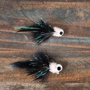 2 pack of 1/4 ounce Twitching Jig. Egg Sucking Leech Jig. Black Zonker jig for Steelhead and salmon.