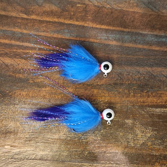 2 Pack, 1/4 Ounce Steelhead Salmon Twitching Jig. Purple and Blue