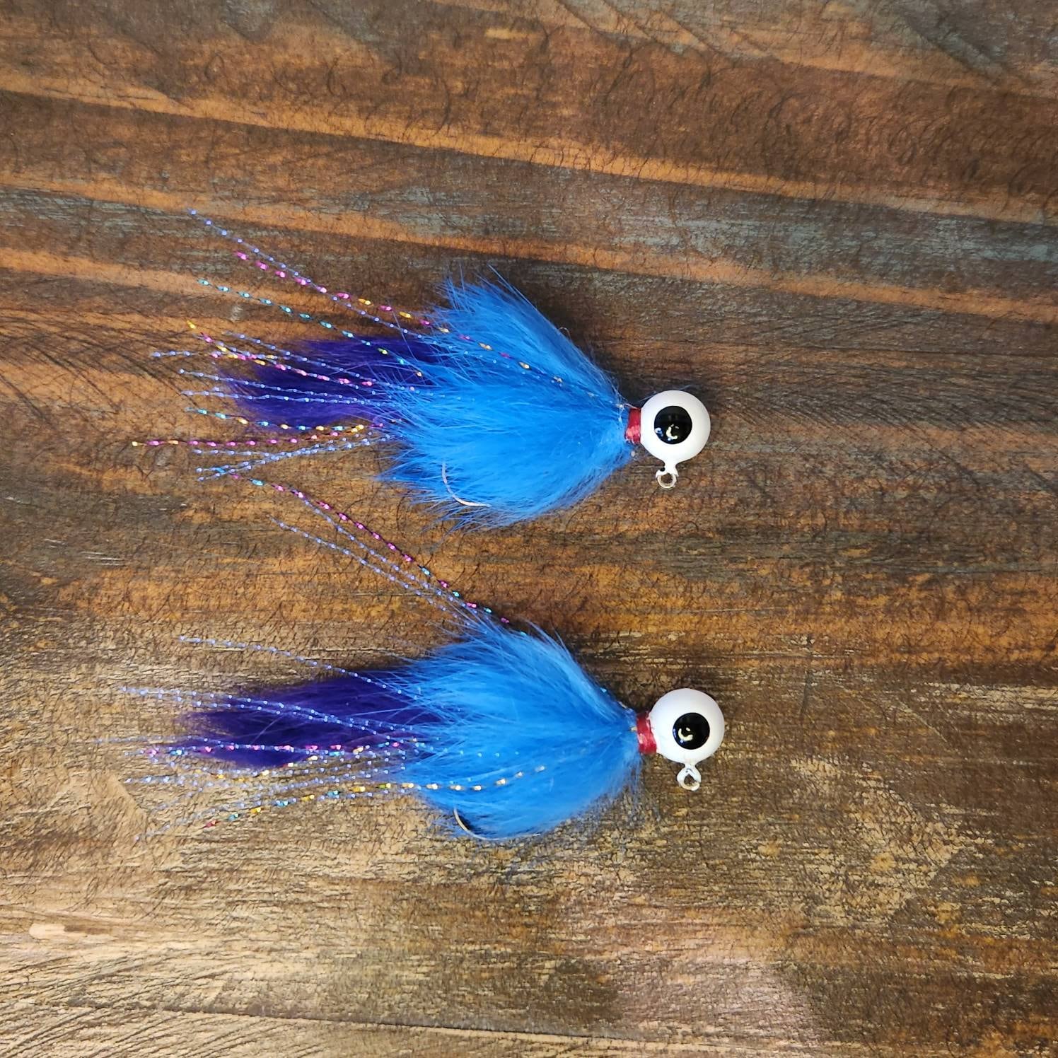 2 Pack, 1/4 Ounce Steelhead Salmon Twitching Jig. Purple and Blue Zonker  Hand Tied Jig. Quality and Durable. 