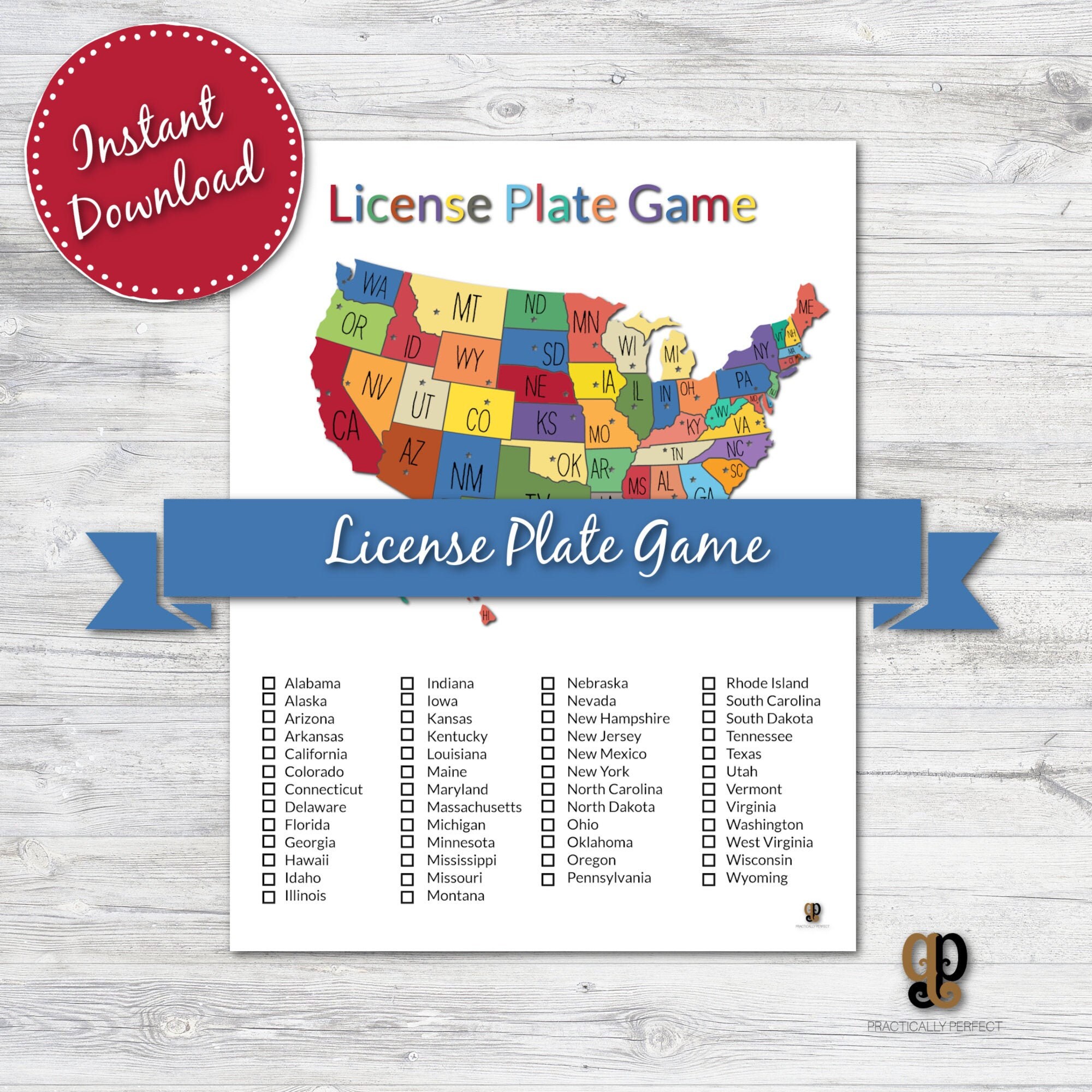 road trip license plate game printable instant download