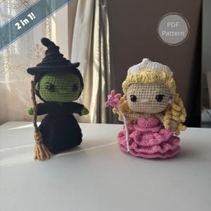 2 in 1 Wicked Inspired Crochet Pattern Bundle: Elphaba & Glinda | PDF Amigurumi ENGLISH Pattern ONLY | SlipxKnots Exclusive