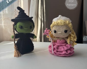 2 in 1 Wicked Inspired Crochet Pattern Bundle: Elphaba & Glinda | PDF Amigurumi ENGLISH Pattern ONLY | SlipxKnots Exclusive