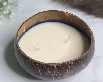 Coconut Shell Candle | Coconut Bowl Candle | Natural Soy Wax Candle | Gift for Spouse on Valentine's Day | Boho Style Coconut Candle