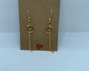 Gold Moon Dangle Earrings