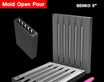 Digital File : Open Pour Mold SENKO 5&quot; stl, step file for cnc and 3d print