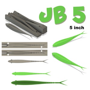 Digital file: Mold &quot;Jerk bait 5 inch&quot; Fishing lure Softbait mold 3D STL, STEP file for 3D Print
