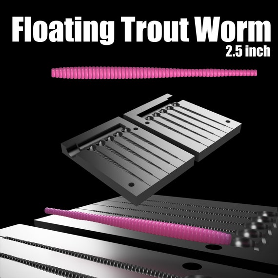 Digital File: Mold floating Trout Worm 2.5 Inch Lure. 3D STL, STEP