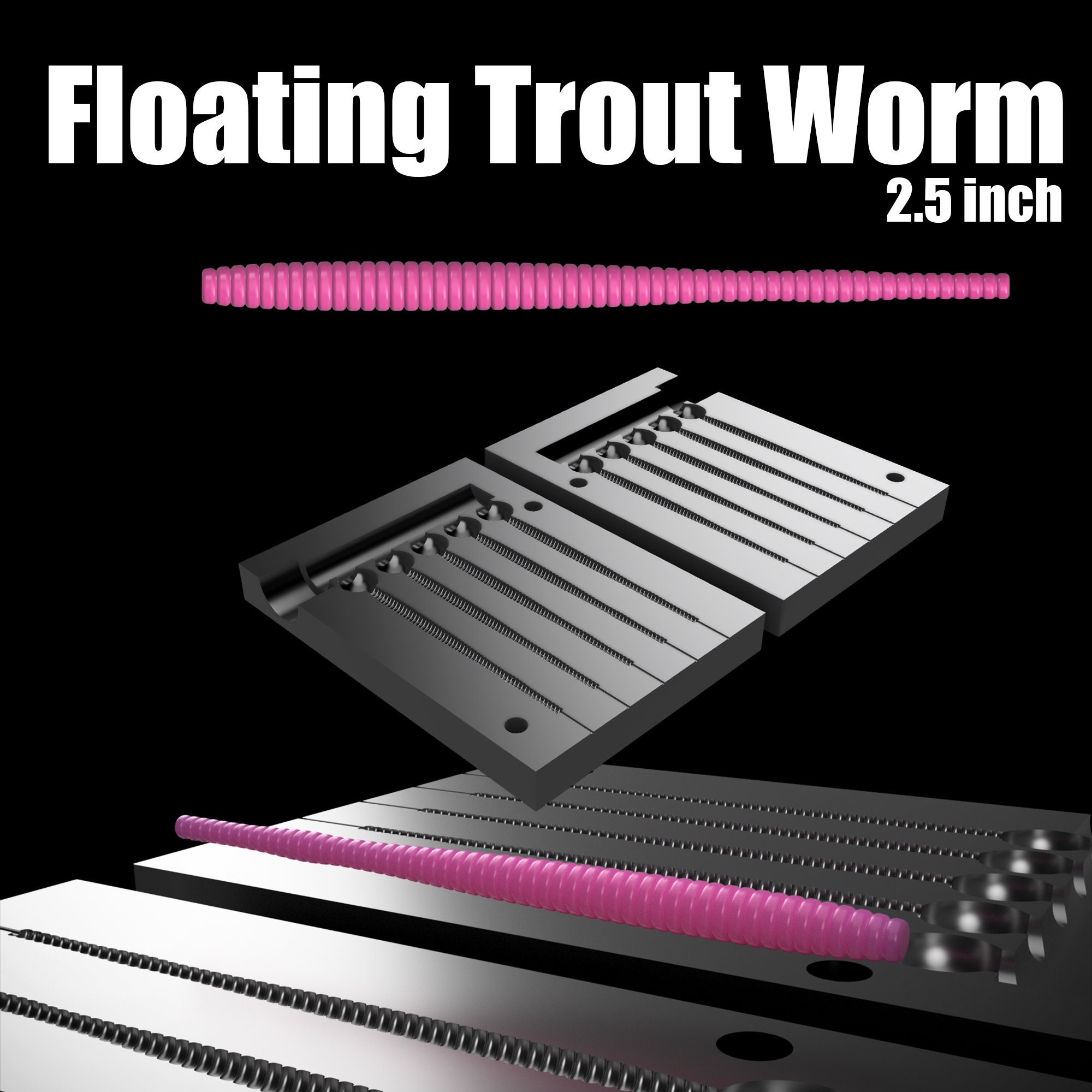 Digital File: Mold floating Trout Worm 2.5 Inch Lure. 3D STL, STEP File for  Cnc and 3D Print -  UK