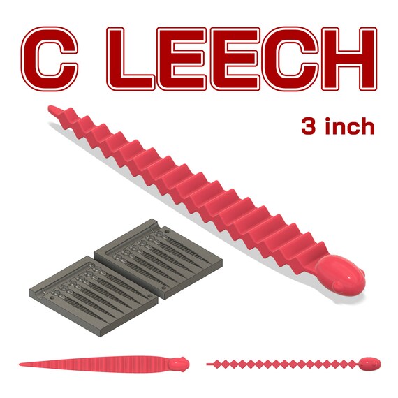 Digital file: Mold C Leech 3 inch lure. 3D STL, STEP file for CNC and 3D  print
