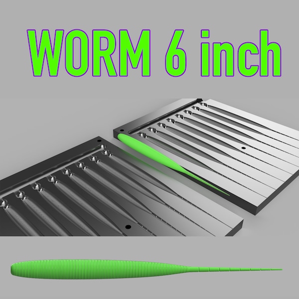 Digitaal bestand: Mold 6 inch Floting Worm STL, STEP, voor 3d printen en cnc
