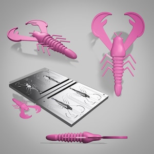 Arquivo digital: Molde isca &quot;Craws 4 inch&quot;. Arquivo 3D STL, STEP para impressão CNC e 3D
