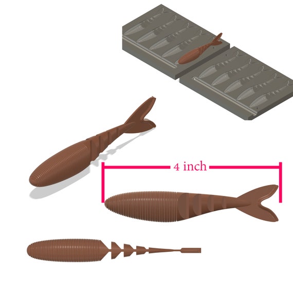 Digital file: Mold Zaco Swim Fishing lure Softbait mold 3D STL, STEP file  for CNC and 3D Print