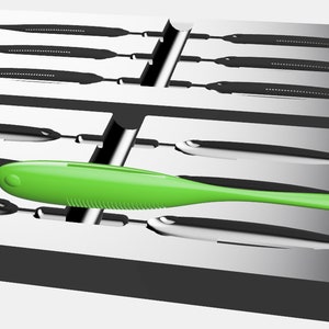 Digital file: Mold Jerk bait. Fishing lure Softbait mold 3D STL, STEP file for CNC and 3D Print