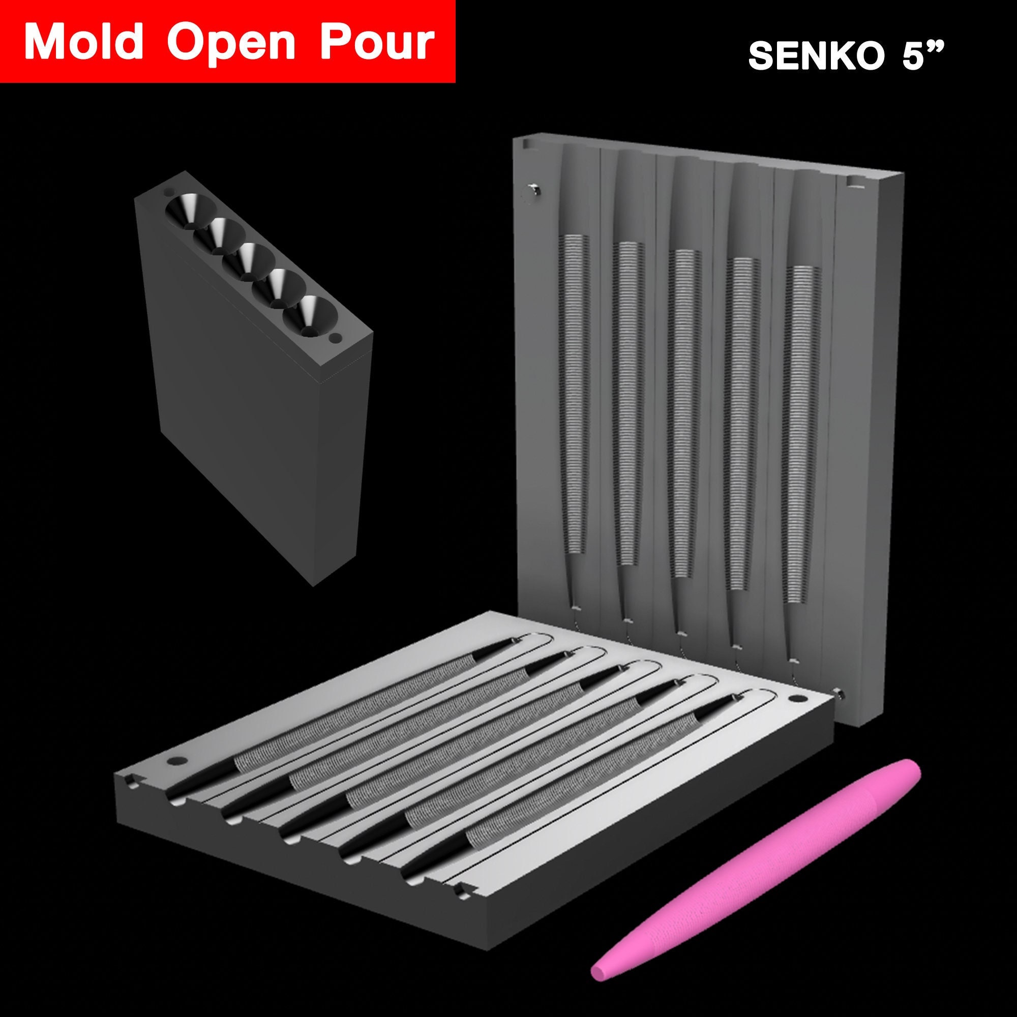 Digital File : Open Pour Mold SENKO 5 Stl, Step File for Cnc and 3d Print 
