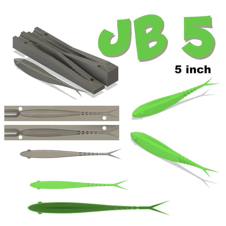 Digital File Mold jerk Bait 5 Inch Fishing Lure Softbait Mold 3D STL