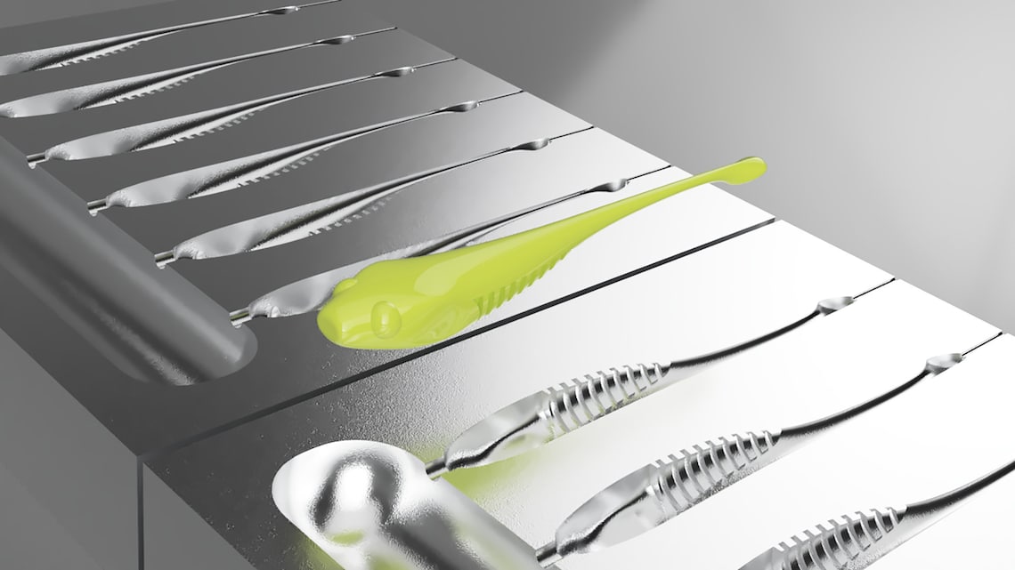 Digital File Mold Fishing Lure Softbait Mold 3D STL, STEP File for CNC