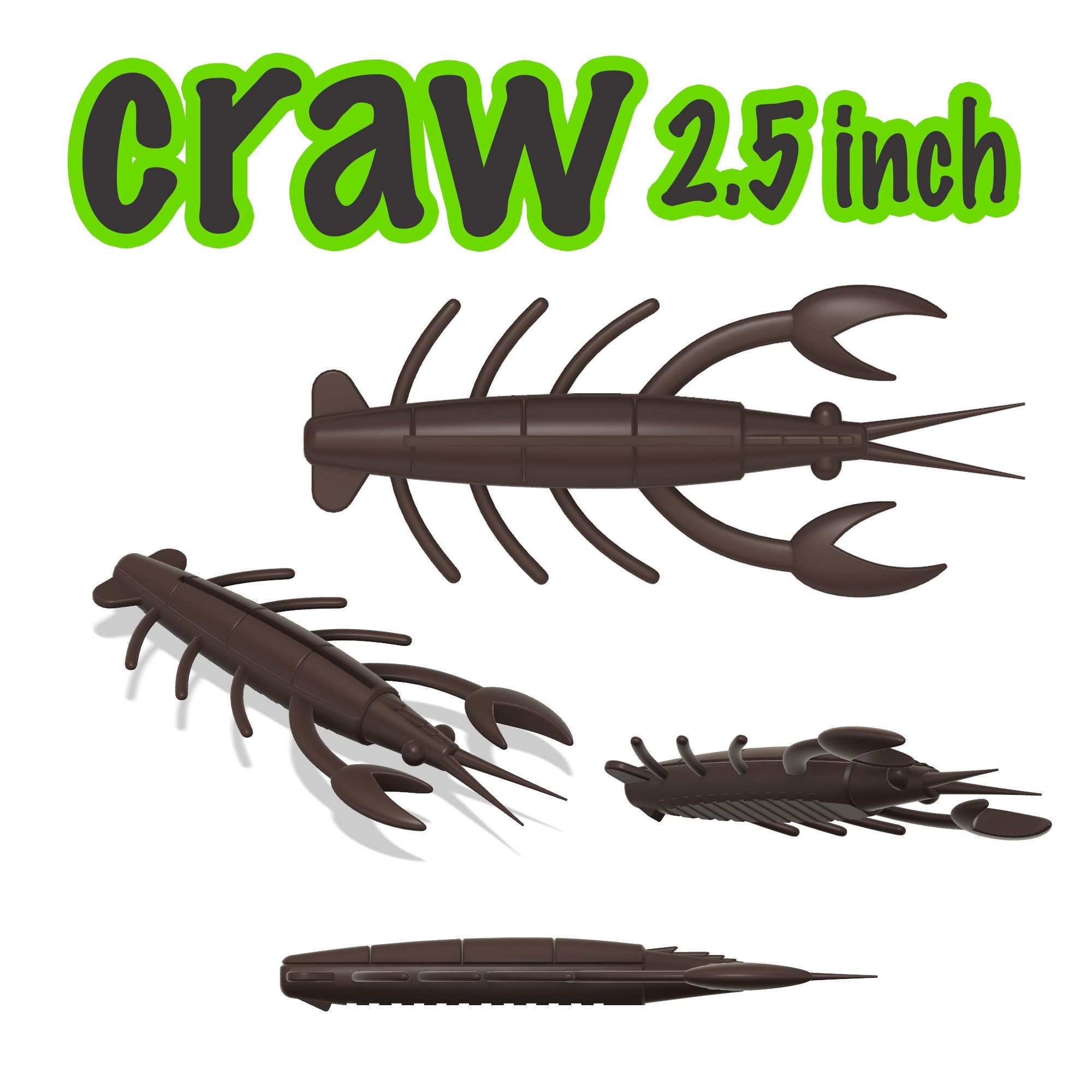 Digital File: Mold craw 2.5 Inch Lure. 3D STL, STEP File for CNC