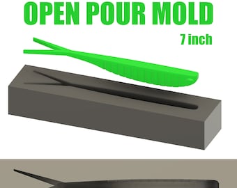 Digitaal bestand: Open Pour Mould Shad 2,8" stl-bestand voor cnc en 3D-print