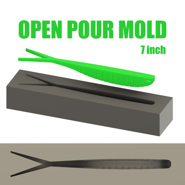 Digital File : Open Pour Mold Shad 2.8" stl file for cnc and 3d print