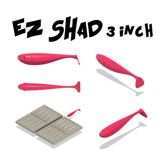Digital file: Mold 3 inch lure STL, STEP, for 3d print and cnc