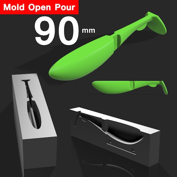 Digital File : Open Pour Mold Shad 90 Mm. Stl, Step File for Cnc