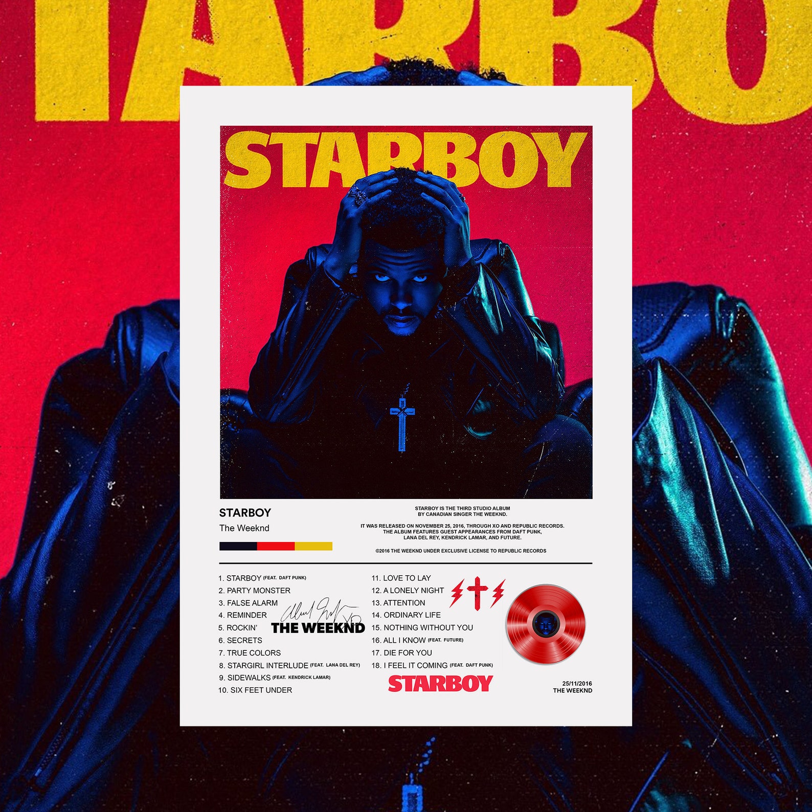 The Weeknd STARBOY Album Poster STARBOY Album Wall Art Etsy